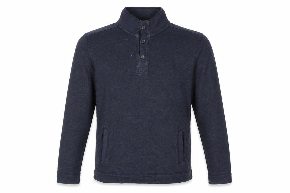 Mens UK Size L Boston Crew Blue Henley Jumper
