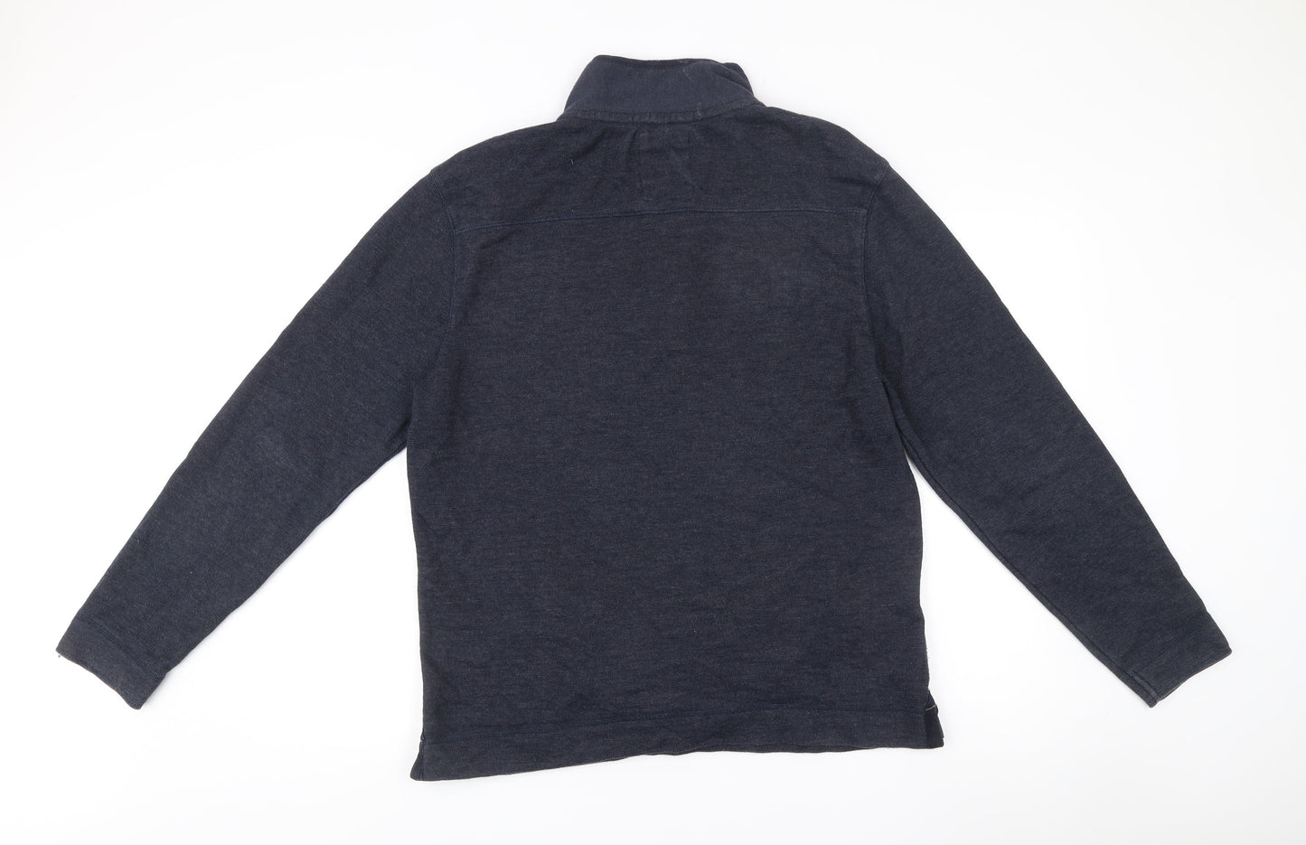 Boston Crew Mens Blue Henley Jumper Size L Long Sleeve Cotton Blend