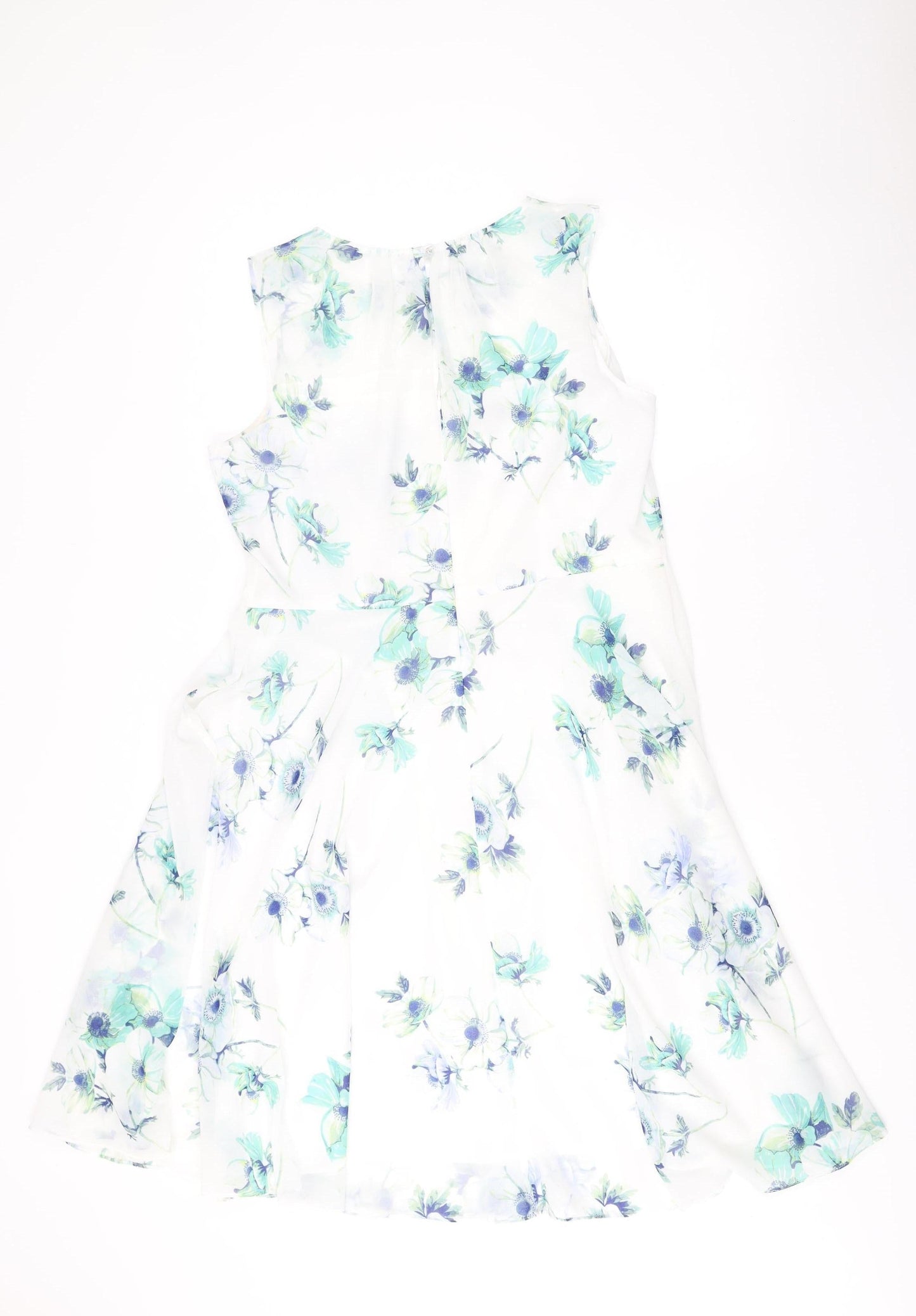 Hobbs Womens White Floral Fit & Flare Sleeveless Dress UK16