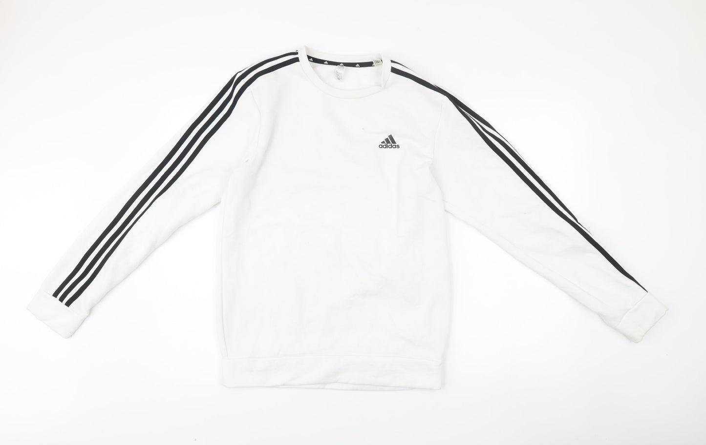 Adidas Men White Small Logo Pullover Sweatshirt Long Sleeve