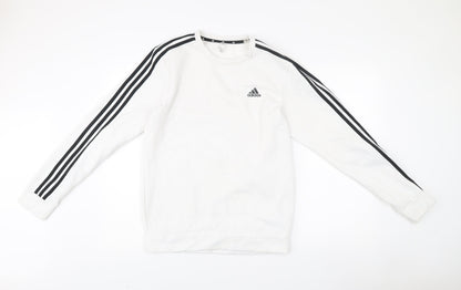 Adidas Men White Small Logo Pullover Sweatshirt Long Sleeve