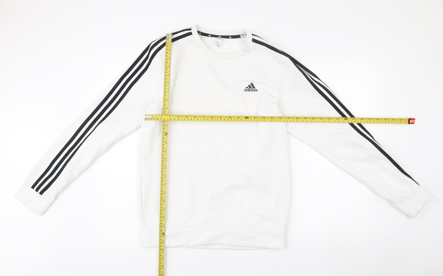 Adidas Men White Small Logo Pullover Sweatshirt Long Sleeve