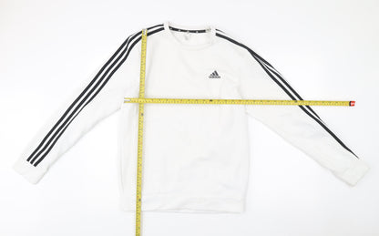Adidas Men White Small Logo Pullover Sweatshirt Long Sleeve