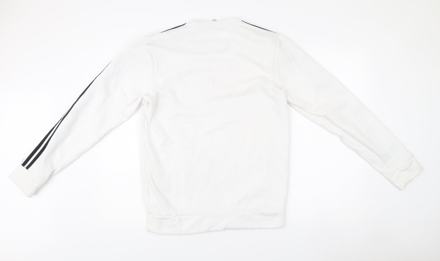 Adidas Men White Small Logo Pullover Sweatshirt Long Sleeve