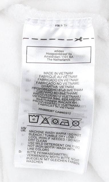 Adidas Men White Small Logo Pullover Sweatshirt Long Sleeve