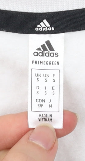 Adidas Men White Small Logo Pullover Sweatshirt Long Sleeve