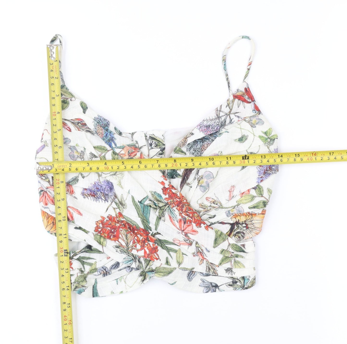 Womens UK Size XS Zara Multicoloured Cropped Blouse