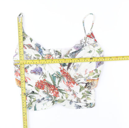 Womens UK Size XS Zara Multicoloured Cropped Blouse