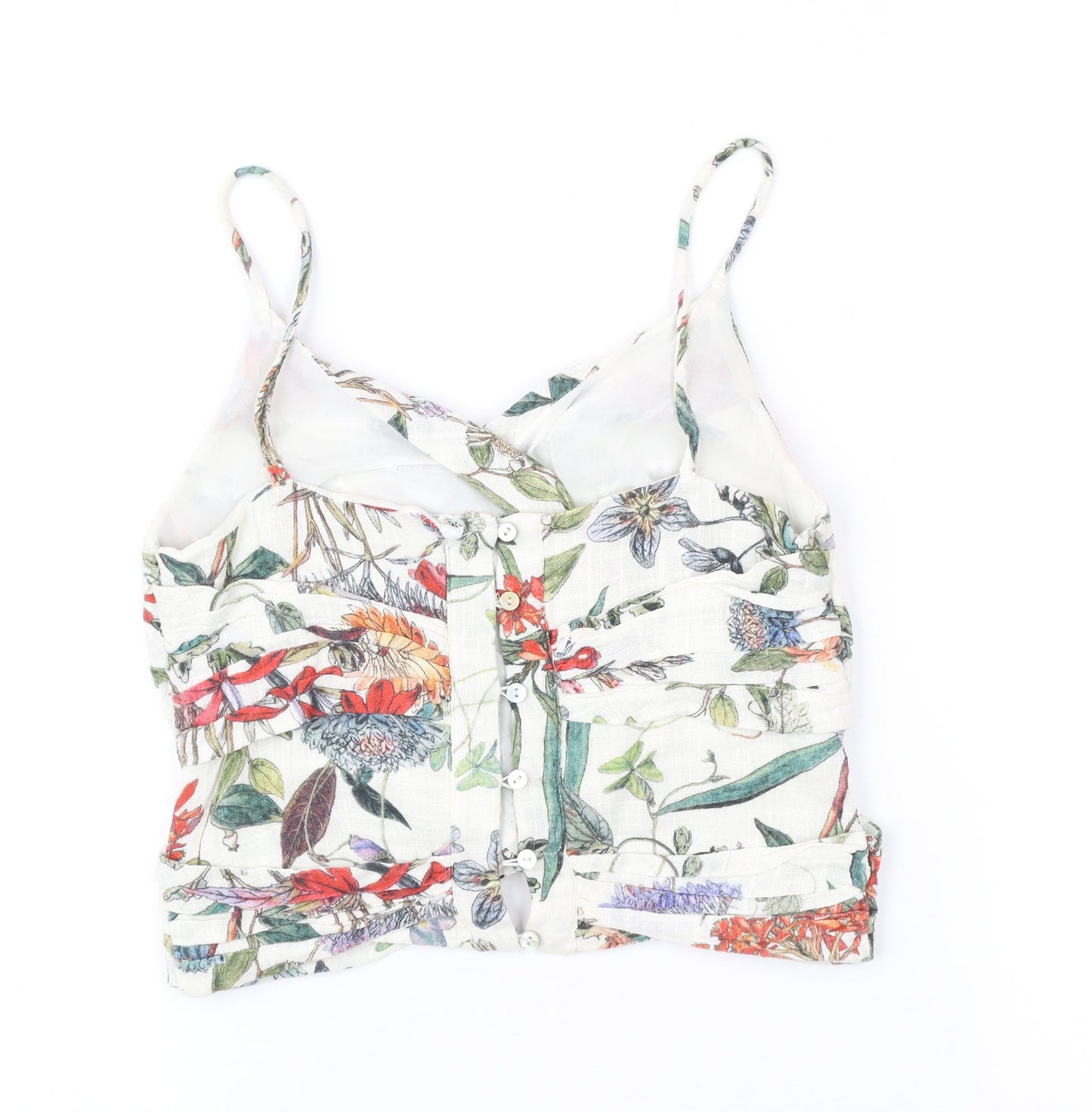 Womens UK Size XS Zara Multicoloured Cropped Blouse