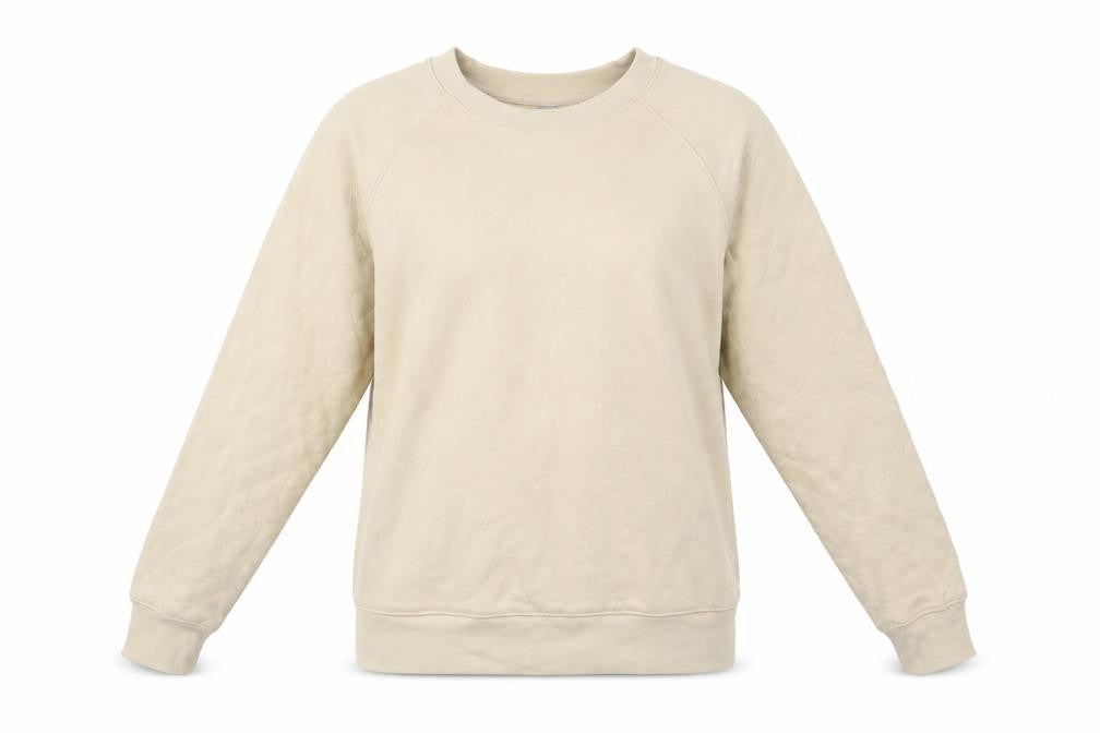 Front view of Mondetta Women Beige Small Pullover Quilted Sweatshirt