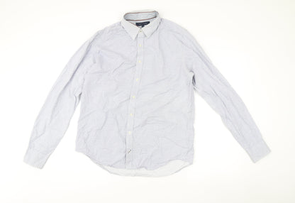 Tommy Hilfiger Men’s Blue Slim Fit Long Sleeve Geometric Dress Shirt L
