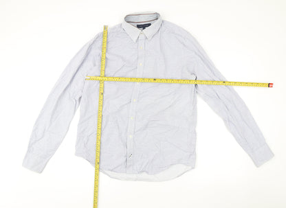Tommy Hilfiger Men’s Blue Slim Fit Long Sleeve Geometric Dress Shirt L