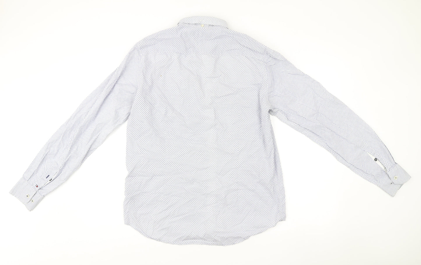 Tommy Hilfiger Men’s Blue Slim Fit Long Sleeve Geometric Dress Shirt L