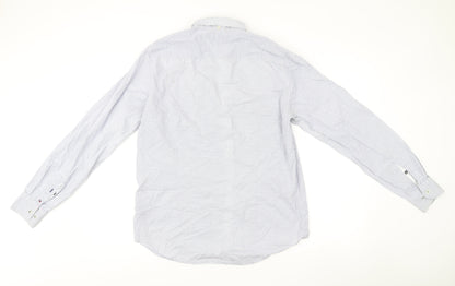 Tommy Hilfiger Men’s Blue Slim Fit Long Sleeve Geometric Dress Shirt L