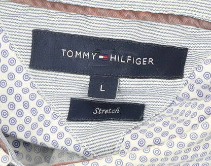 Tommy Hilfiger Men’s Blue Slim Fit Long Sleeve Geometric Dress Shirt L