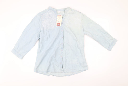 Cotton Traders Women’s Blue Embroidered Button-Up Shirt Size 12