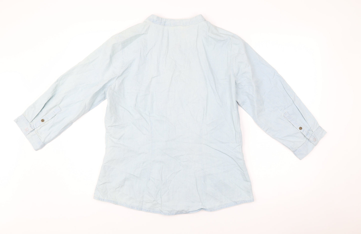 Cotton Traders Women’s Blue Embroidered Button-Up Shirt Size 12