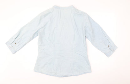 Cotton Traders Women’s Blue Embroidered Button-Up Shirt Size 12