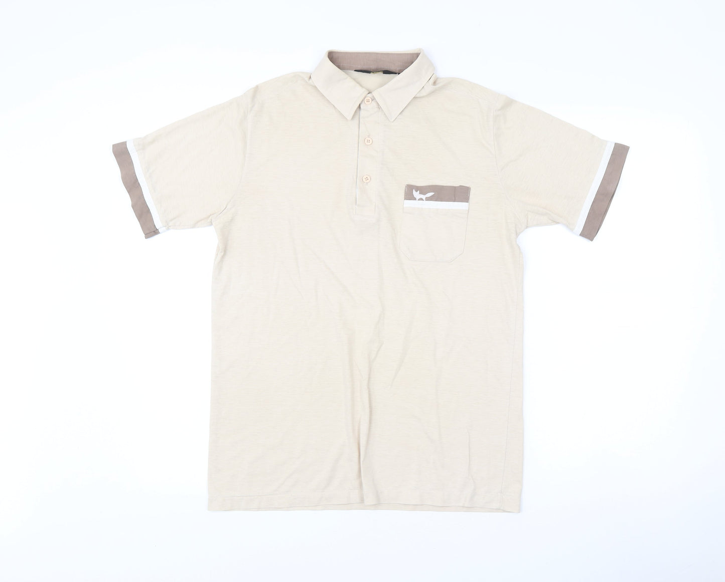 Wolsey Men's Beige Polo Shirt M Cotton Blend Collared Casual