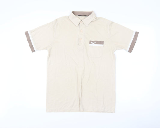 Wolsey Men's Beige Polo Shirt M Cotton Blend Collared Casual