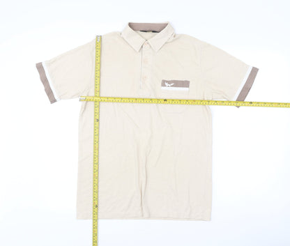Wolsey Men's Beige Polo Shirt M Cotton Blend Collared Casual