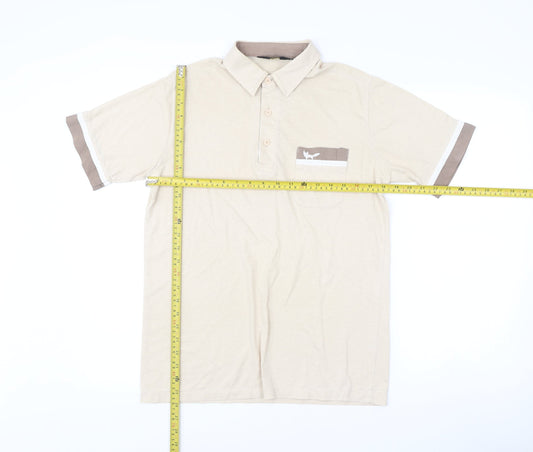 Wolsey Men's Beige Polo Shirt M Cotton Blend Collared Casual