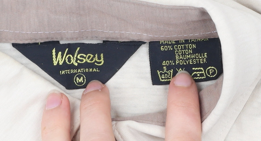 Wolsey Men's Beige Polo Shirt M Cotton Blend Collared Casual