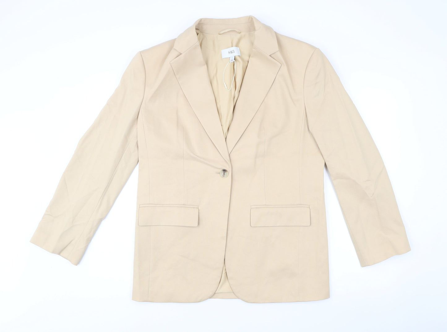 Marks and Spencer Womens Beige Size 12 Regular Fit Blazer Jacket