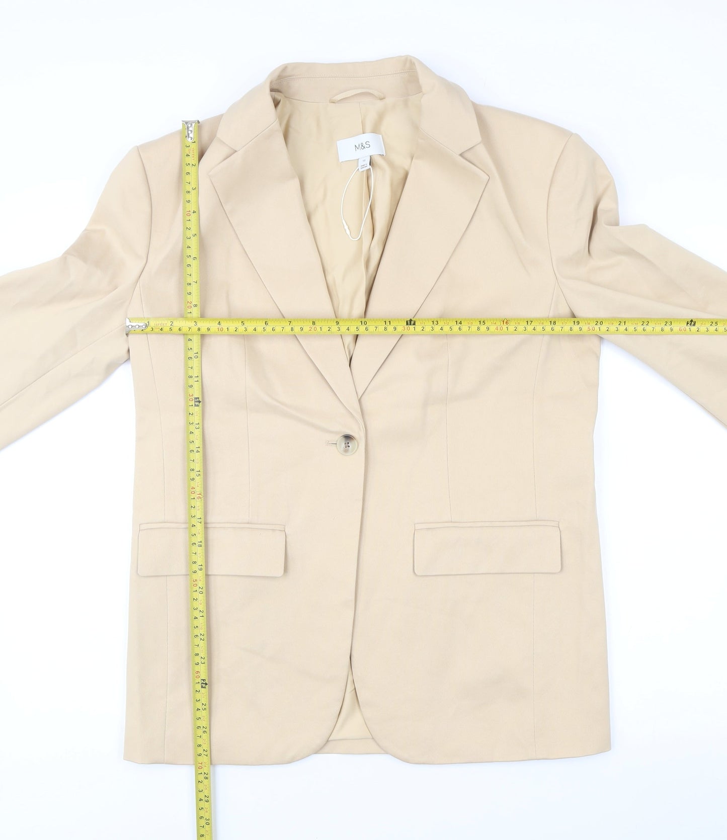 Marks and Spencer Womens Beige Size 12 Regular Fit Blazer Jacket