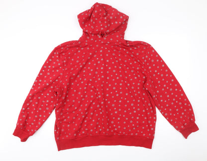 Esmara Womens Red Snowflake Hoodie L16/18 Cotton Blend Pullover