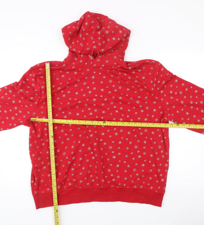 Esmara Womens Red Snowflake Hoodie L16/18 Cotton Blend Pullover