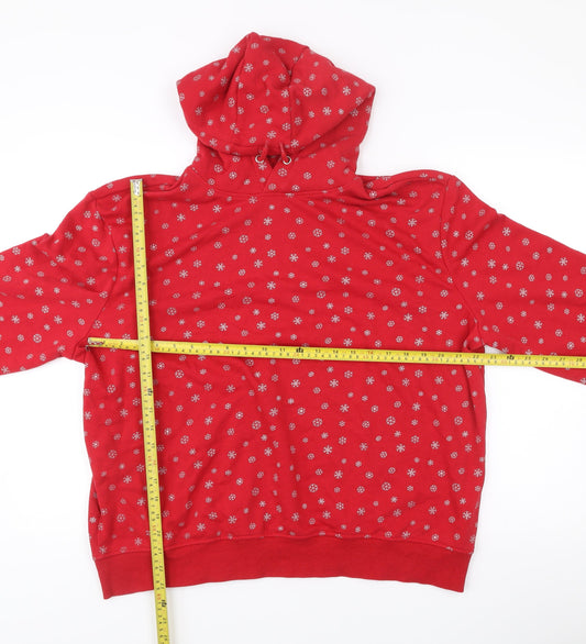 Esmara Womens Red Snowflake Hoodie L16/18 Cotton Blend Pullover