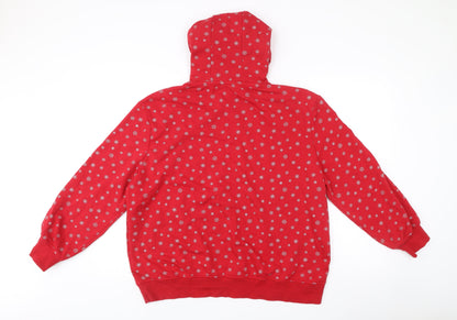 Esmara Womens Red Snowflake Hoodie L16/18 Cotton Blend Pullover