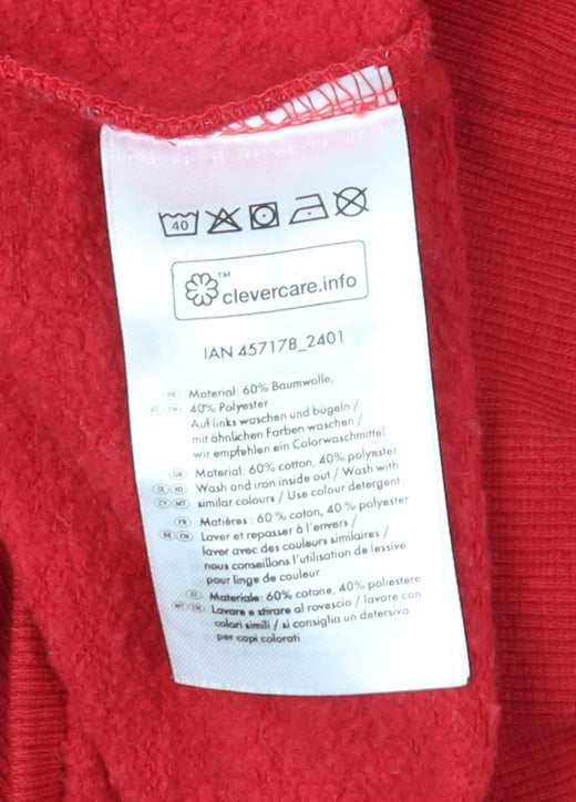 Esmara Womens Red Snowflake Hoodie L16/18 Cotton Blend Pullover