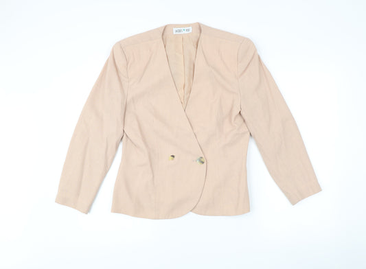 Jacques Vert Women’s Beige Wool Blend Double-Breasted Jacket Size 12