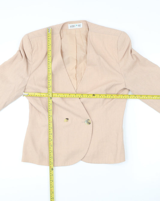 Jacques Vert Women’s Beige Wool Blend Double-Breasted Jacket Size 12