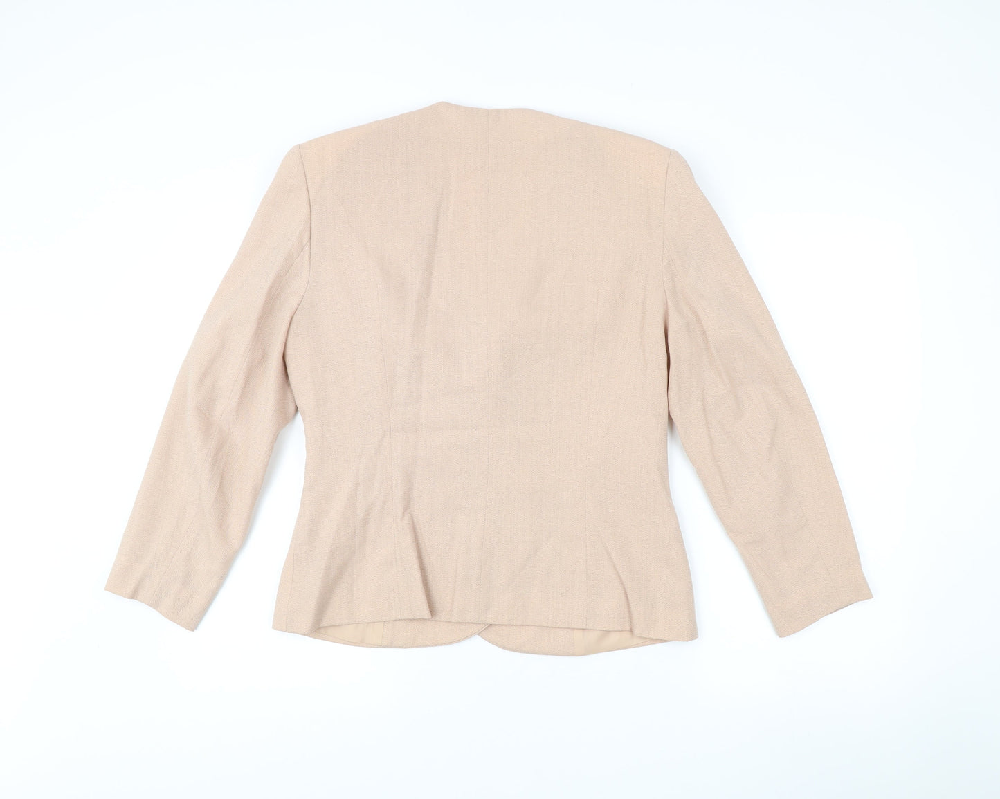Jacques Vert Women’s Beige Wool Blend Double-Breasted Jacket Size 12