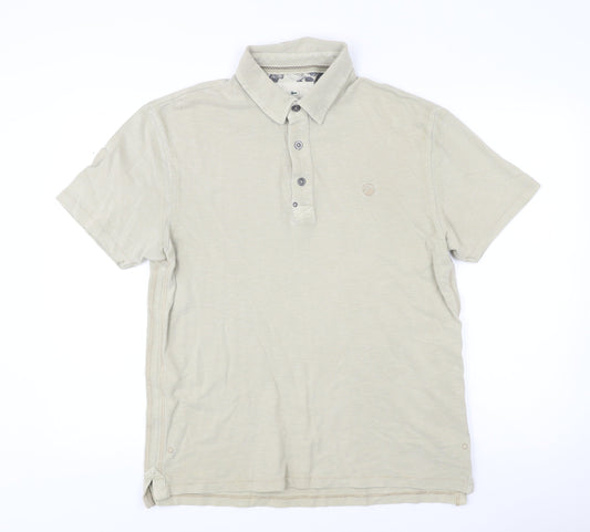 Marks and Spencer Men’s Beige Cotton Polo Shirt Size M Short Sleeve
