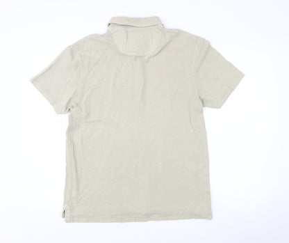 Marks and Spencer Men’s Beige Cotton Polo Shirt Size M Short Sleeve