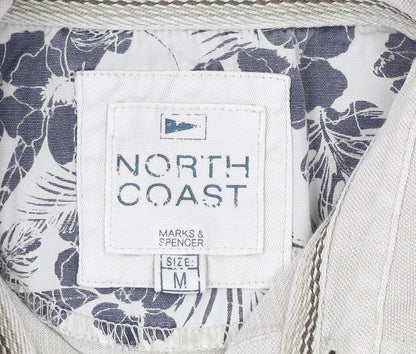 Marks and Spencer Men’s Beige Cotton Polo Shirt Size M Short Sleeve