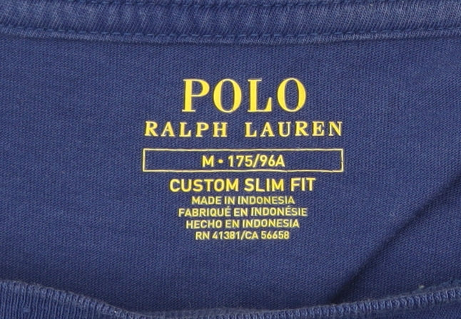 Ralph Lauren Men's Blue Slim Fit Cotton T-Shirt M Embroidered Logo