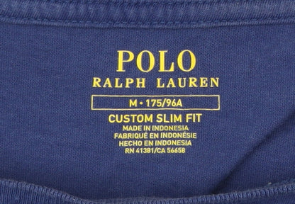 Ralph Lauren Men's Blue Slim Fit Cotton T-Shirt M Embroidered Logo