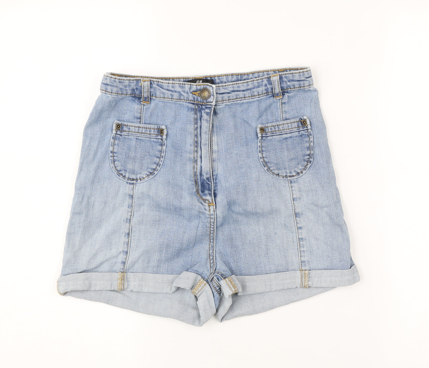 H&M Women’s Blue Denim Chino Shorts Size 8 Regular Mid Rise