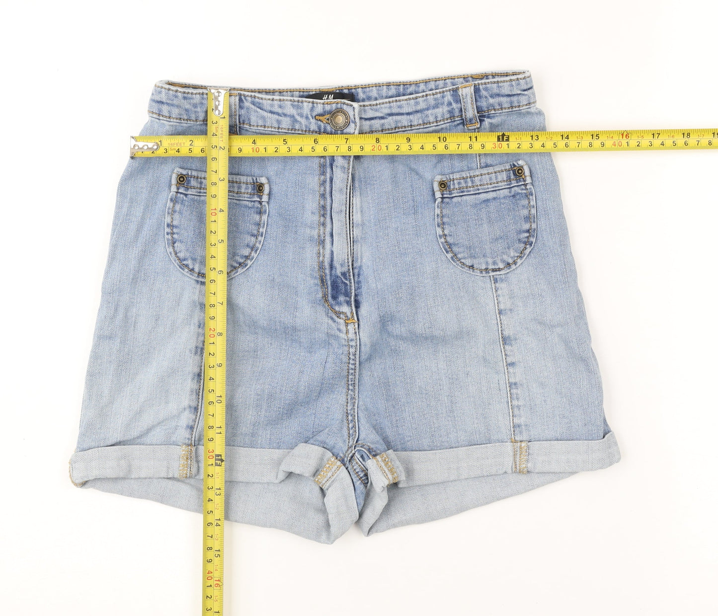 H&M Women’s Blue Denim Chino Shorts Size 8 Regular Mid Rise