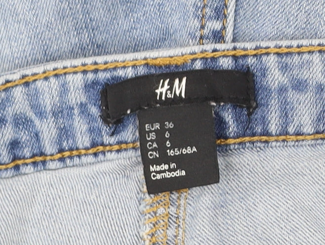 H&M Women’s Blue Denim Chino Shorts Size 8 Regular Mid Rise