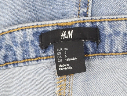 H&M Women’s Blue Denim Chino Shorts Size 8 Regular Mid Rise
