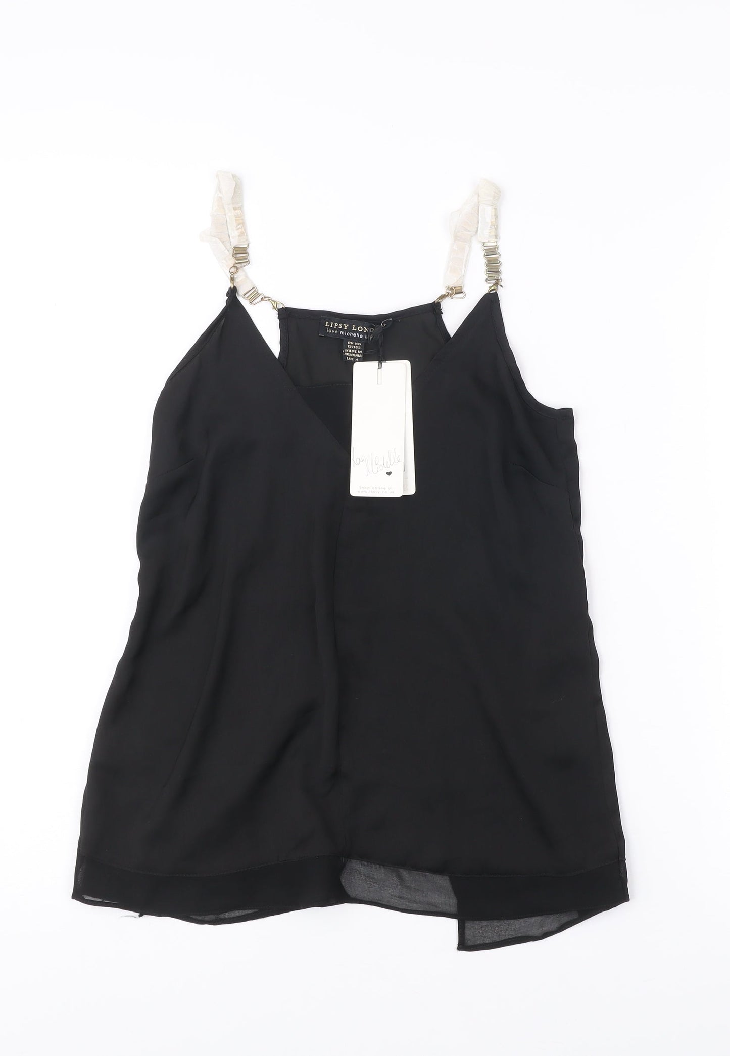 Womens UK Size 4 Lipsy London Black Camisole Tank