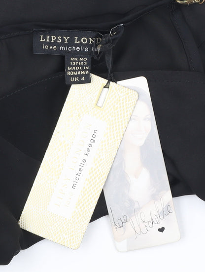 Womens UK Size 4 Lipsy London Black Camisole Tank