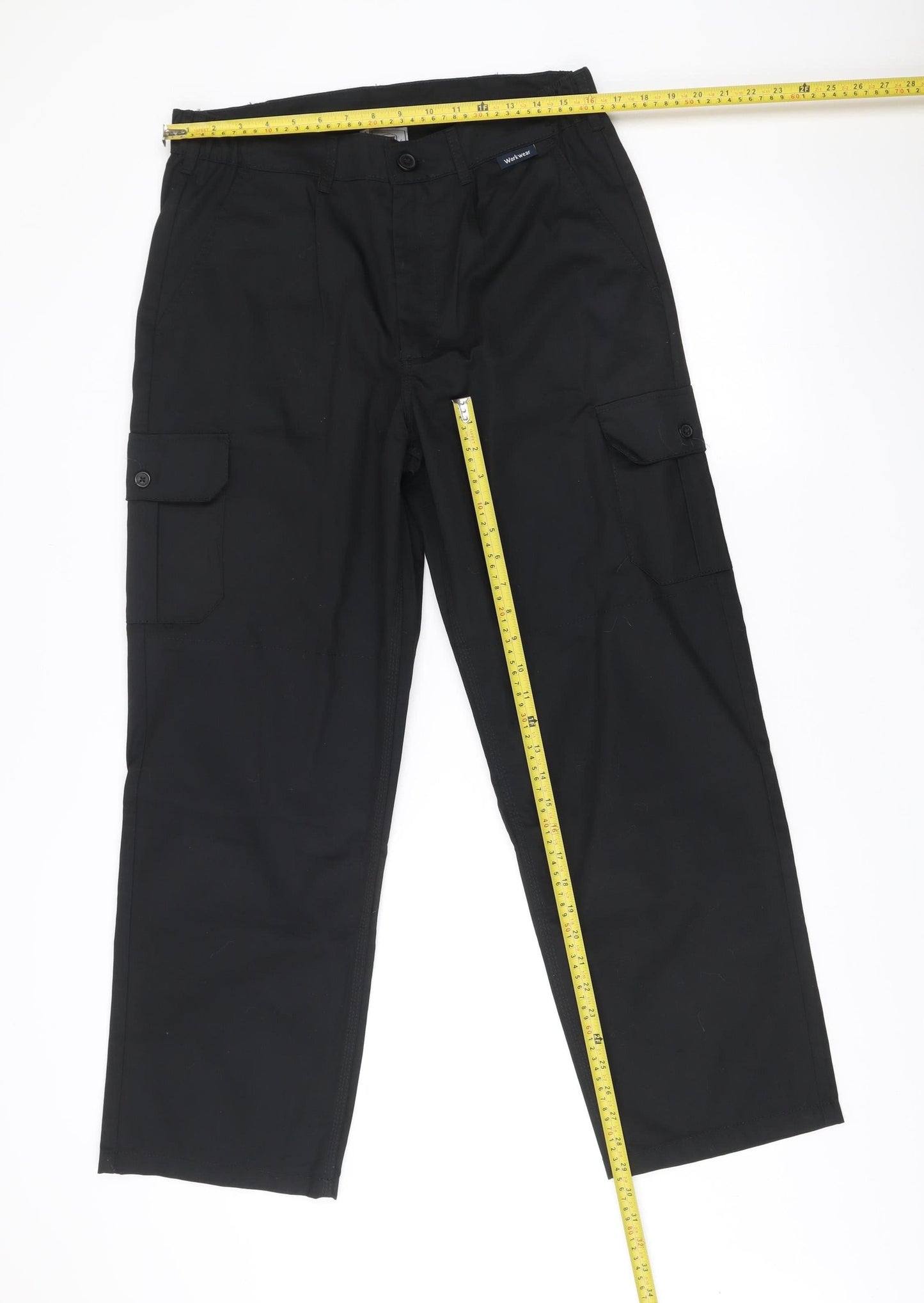 Black Knight Men's Black Cargo Work Trousers Size 34 Regular Fit