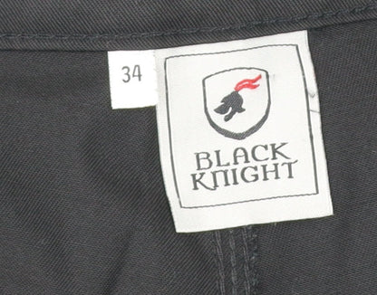 Black Knight Men's Black Cargo Work Trousers Size 34 Regular Fit